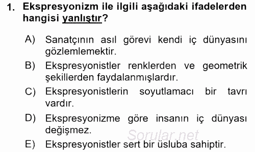 Batı Edebiyatında Akımlar 2 2017 - 2018 Dönem Sonu Sınavı 1.Soru