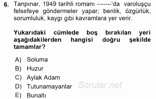 Batı Edebiyatında Akımlar 2 2017 - 2018 Dönem Sonu Sınavı 6.Soru