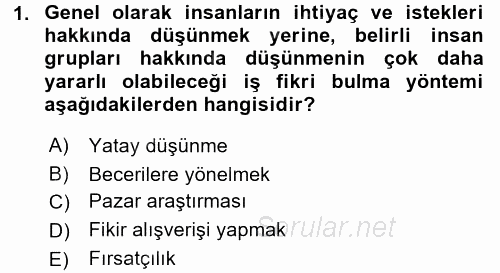 İş Planı 2016 - 2017 Ara Sınavı 1.Soru