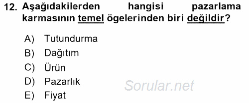 İş Planı 2016 - 2017 Ara Sınavı 12.Soru