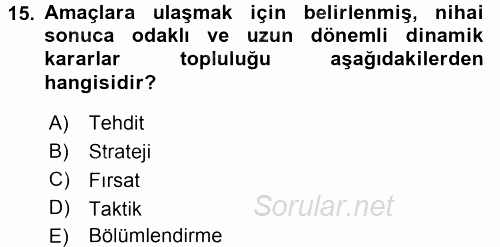 İş Planı 2016 - 2017 Ara Sınavı 15.Soru