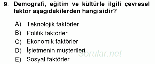 İş Planı 2016 - 2017 Ara Sınavı 9.Soru