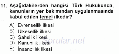 Hukukun Temel Kavramları 2 2012 - 2013 Dönem Sonu Sınavı 11.Soru