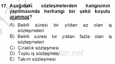 Hukukun Temel Kavramları 2 2012 - 2013 Dönem Sonu Sınavı 17.Soru