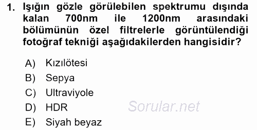 Sayısal Fotoğrafa Giriş 2015 - 2016 Tek Ders Sınavı 1.Soru