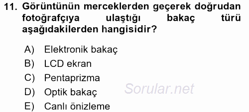 Sayısal Fotoğrafa Giriş 2015 - 2016 Tek Ders Sınavı 11.Soru