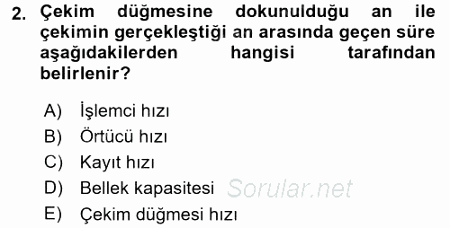 Sayısal Fotoğrafa Giriş 2015 - 2016 Tek Ders Sınavı 2.Soru