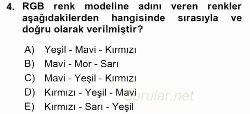 Sayısal Fotoğrafa Giriş 2015 - 2016 Tek Ders Sınavı 4.Soru