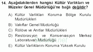 Kültürel Miras Yönetimi 2013 - 2014 Ara Sınavı 14.Soru