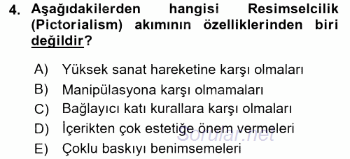Fotoğraf Tarihi 2016 - 2017 Dönem Sonu Sınavı 4.Soru