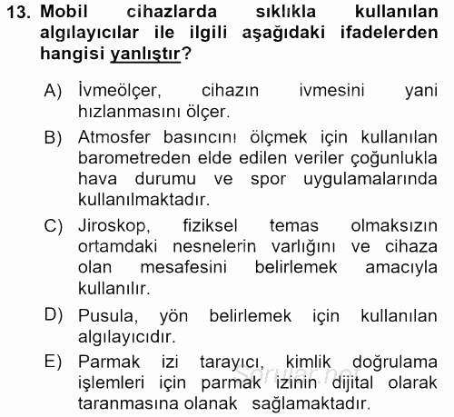 Yeni İletişim Teknolojileri 2016 - 2017 Dönem Sonu Sınavı 13.Soru