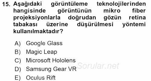 Yeni İletişim Teknolojileri 2016 - 2017 Dönem Sonu Sınavı 15.Soru