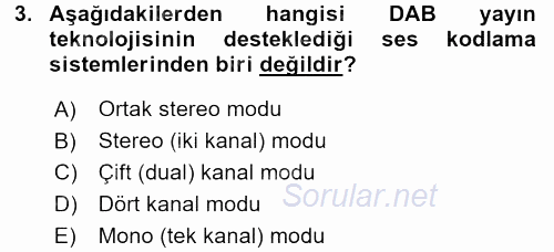 Yeni İletişim Teknolojileri 2016 - 2017 Dönem Sonu Sınavı 3.Soru