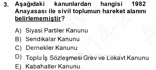 Siyaset Sosyolojisi 2014 - 2015 Ara Sınavı 3.Soru