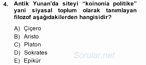 Siyaset Sosyolojisi 2014 - 2015 Ara Sınavı 4.Soru