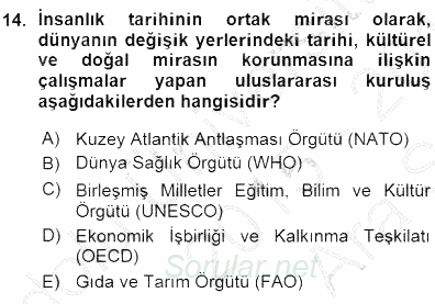 Turizm Coğrafyası 2015 - 2016 Ara Sınavı 14.Soru