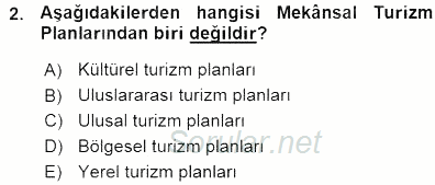 Turizm Coğrafyası 2015 - 2016 Ara Sınavı 2.Soru