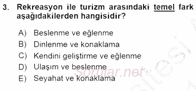 Turizm Coğrafyası 2015 - 2016 Ara Sınavı 3.Soru