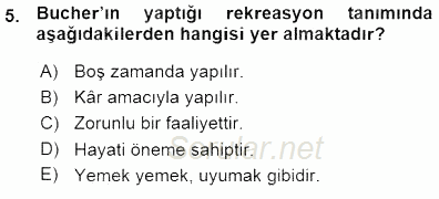 Turizm Coğrafyası 2015 - 2016 Ara Sınavı 5.Soru