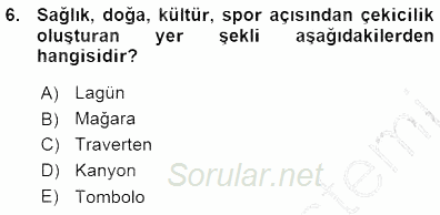 Turizm Coğrafyası 2015 - 2016 Ara Sınavı 6.Soru