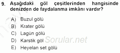 Turizm Coğrafyası 2015 - 2016 Ara Sınavı 9.Soru