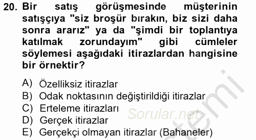 Bütünleşik Pazarlama İletişimi 2014 - 2015 Ara Sınavı 20.Soru