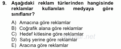 Bütünleşik Pazarlama İletişimi 2014 - 2015 Ara Sınavı 9.Soru