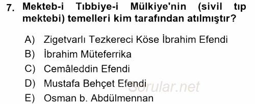 Bilim ve Teknoloji Tarihi 2015 - 2016 Tek Ders Sınavı 7.Soru