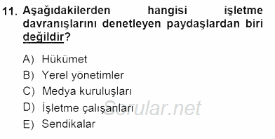 Yatırımcı İlişkileri Yönetimi 2012 - 2013 Dönem Sonu Sınavı 11.Soru