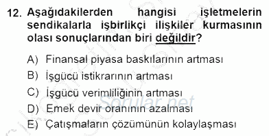 Yatırımcı İlişkileri Yönetimi 2012 - 2013 Dönem Sonu Sınavı 12.Soru