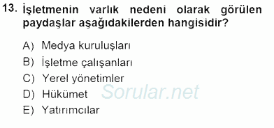Yatırımcı İlişkileri Yönetimi 2012 - 2013 Dönem Sonu Sınavı 13.Soru