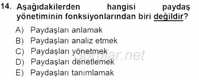 Yatırımcı İlişkileri Yönetimi 2012 - 2013 Dönem Sonu Sınavı 14.Soru