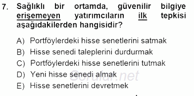 Yatırımcı İlişkileri Yönetimi 2012 - 2013 Dönem Sonu Sınavı 7.Soru
