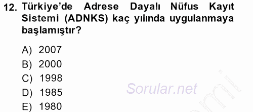 İstihdam ve İşsizlik 2013 - 2014 Dönem Sonu Sınavı 12.Soru