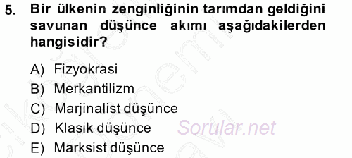 İstihdam ve İşsizlik 2013 - 2014 Dönem Sonu Sınavı 5.Soru