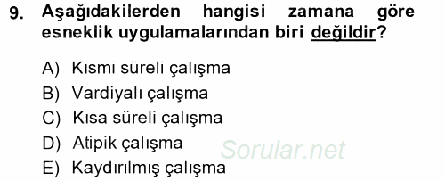 İstihdam ve İşsizlik 2013 - 2014 Dönem Sonu Sınavı 9.Soru