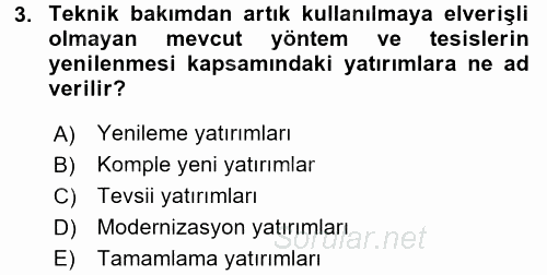 Girişim Finansmanı 2017 - 2018 Dönem Sonu Sınavı 3.Soru
