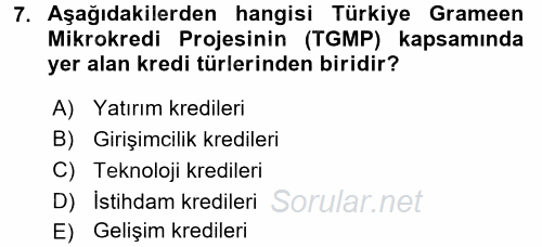 Girişim Finansmanı 2017 - 2018 Dönem Sonu Sınavı 7.Soru