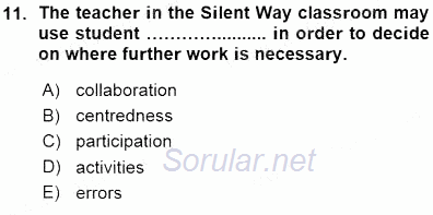İngilizce Öğretiminde Yaklaşımlar 2015 - 2016 Ara Sınavı 11.Soru