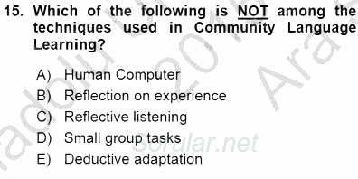 İngilizce Öğretiminde Yaklaşımlar 2015 - 2016 Ara Sınavı 15.Soru