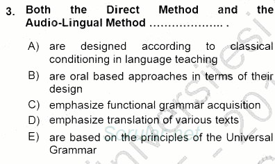 İngilizce Öğretiminde Yaklaşımlar 2015 - 2016 Ara Sınavı 3.Soru