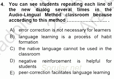 İngilizce Öğretiminde Yaklaşımlar 2015 - 2016 Ara Sınavı 4.Soru