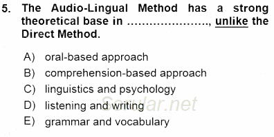 İngilizce Öğretiminde Yaklaşımlar 2015 - 2016 Ara Sınavı 5.Soru