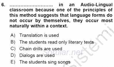 İngilizce Öğretiminde Yaklaşımlar 2015 - 2016 Ara Sınavı 6.Soru