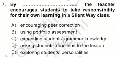 İngilizce Öğretiminde Yaklaşımlar 2015 - 2016 Ara Sınavı 7.Soru