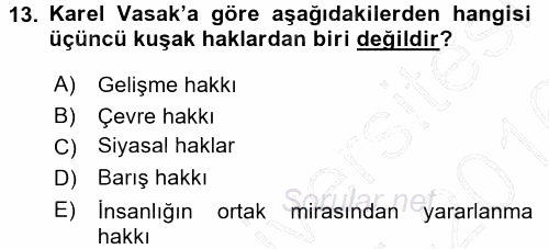 Çevre Sorunları ve Politikaları 2015 - 2016 Dönem Sonu Sınavı 13.Soru