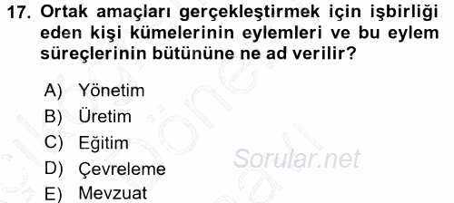 Çevre Sorunları ve Politikaları 2015 - 2016 Dönem Sonu Sınavı 17.Soru