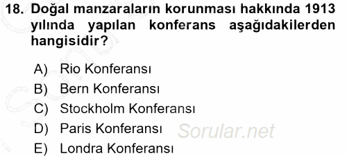 Çevre Sorunları ve Politikaları 2015 - 2016 Dönem Sonu Sınavı 18.Soru