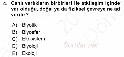 Çevre Sorunları ve Politikaları 2015 - 2016 Dönem Sonu Sınavı 4.Soru