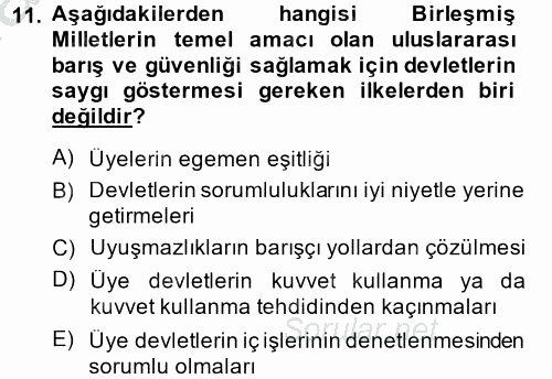 Siyasi Tarih 2 2014 - 2015 Ara Sınavı 11.Soru